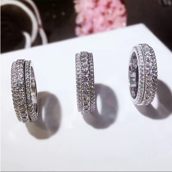 NEW LUXURY 925 Silver Luxurious Unisex Ring Fashion Diamond Ring - Picture 4 of 6